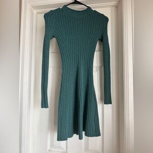 Hollister Green Ribbed Knit Skater Dress